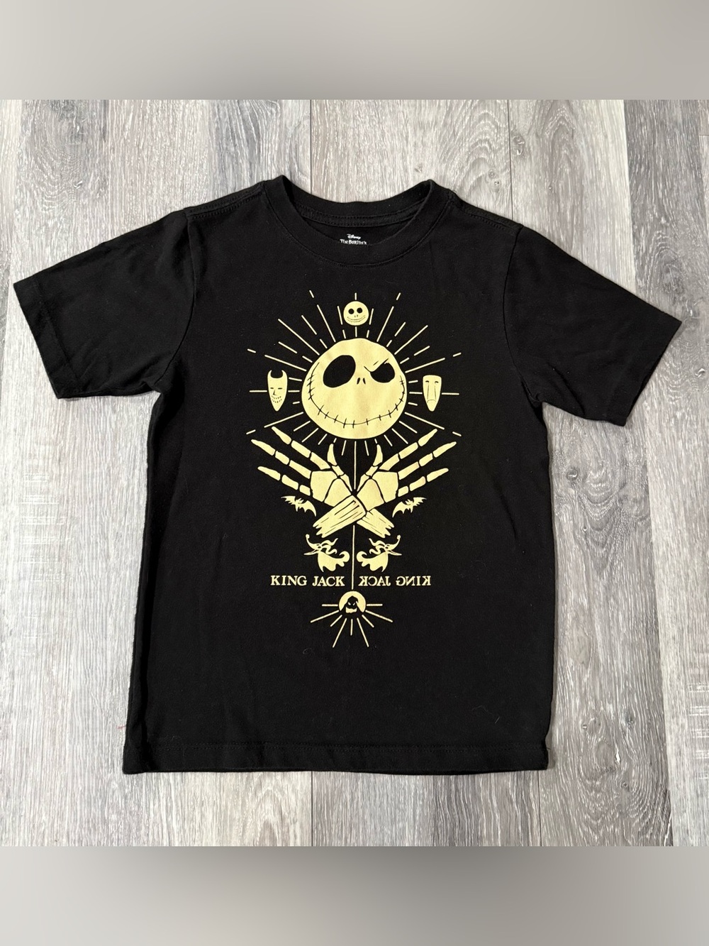 Disney Black Kids T-Shirt with Yellow King Jack Graphic
